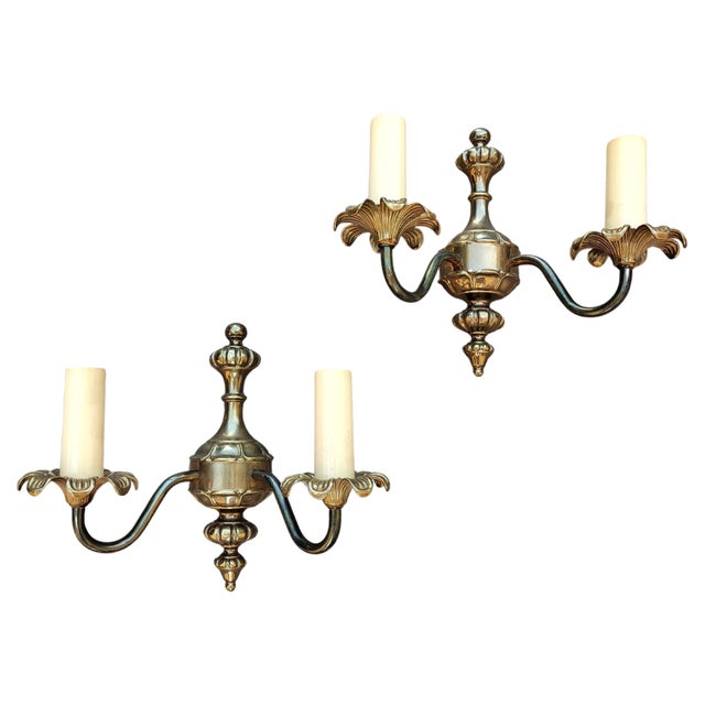 Vintage Bronze Sconces attributed to J. Sommer, Sweden, 1960s, Set of 2 For Sale