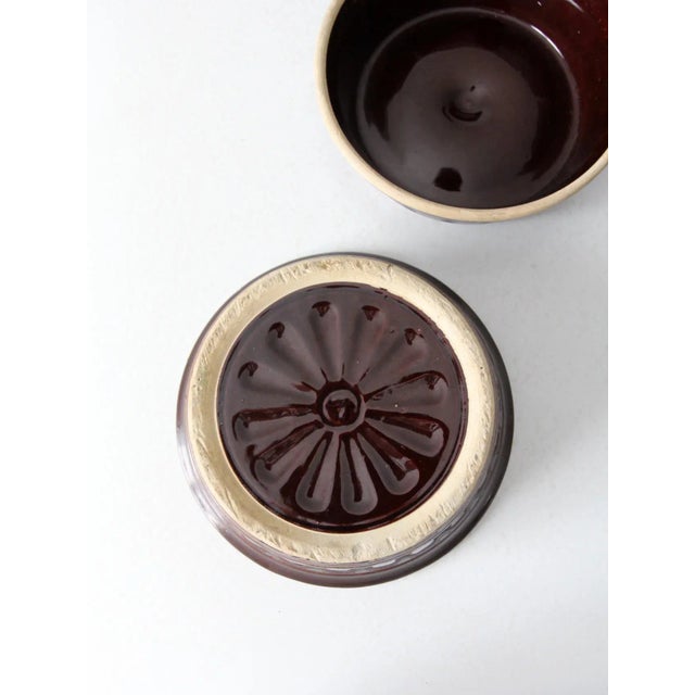 Vintage Brown Stoneware Covered Dish For Sale - Image 6 of 13