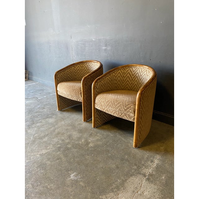 Wood Vintage Postmodern Barrel-Back Chairs- Set of 2 For Sale - Image 7 of 9