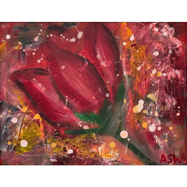 Ameryllis Study 2 - Miniature Abstract Floral Canvas Art by Contemporary Artist 2005 For Sale - Image 11 of 12