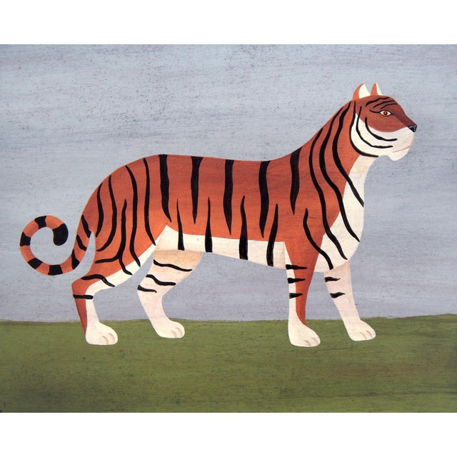 Matt Rix, Bengal Tiger Facing Right, 2000s, Discarded Household Paint on Board For Sale - Image 3 of 12