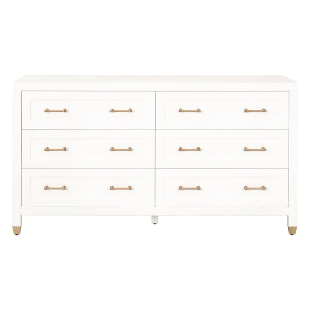 White Stella White Lacquered Wood 6-Drawer Double Dresser For Sale - Image 8 of 8