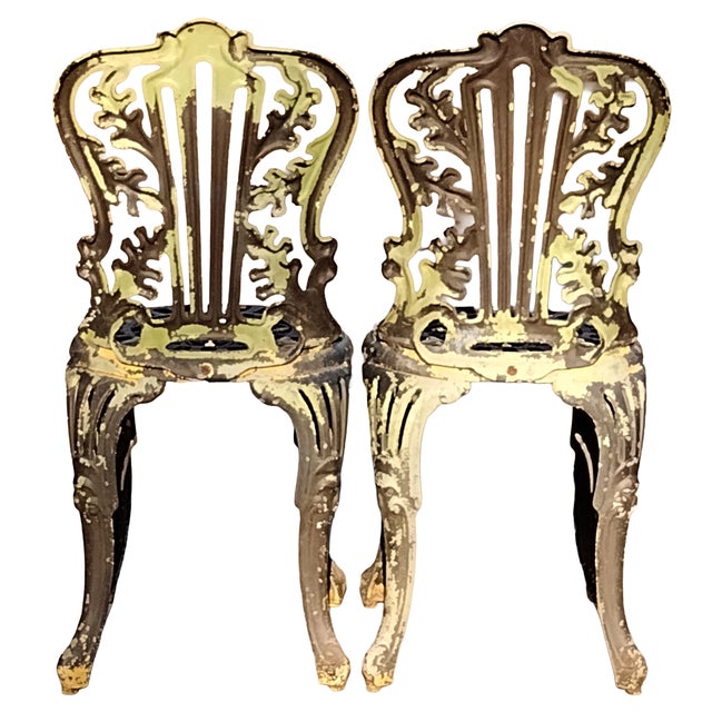 Victorian Style Metal Garden Chairs, Pair For Sale - Image 4 of 8