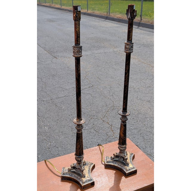 Vintage Late 20th Century Baroque Style Resin Table Lamps - A Pair For Sale In Washington DC - Image 6 of 9