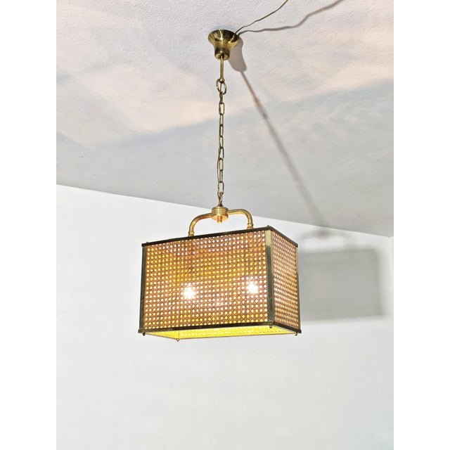 Pendant Lamp in Acrylic Glass and Vienna Straw, 1970s For Sale - Image 16 of 18