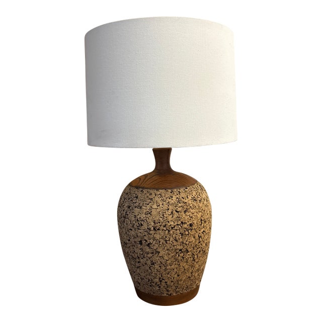 Large Cork Lamp Vintage Milo Baughman Design , Warmth and Wood. For Sale