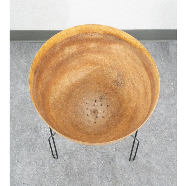 Mid Century Modern Planter Kimball Bullet Round Atomic Plant Stand Tan Fiberglass For Sale - Image 9 of 12