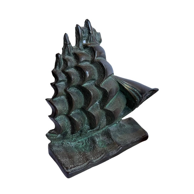 Turn of the Century Sculpted Bronze Ship Antique BookendsTurn of the Century Sculpted Bronze Ship Antique Bookends Very...