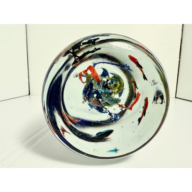Mid 20th Century Vintage Murano Style Glass Fish Bowl Paper Weight For Sale - Image 5 of 8