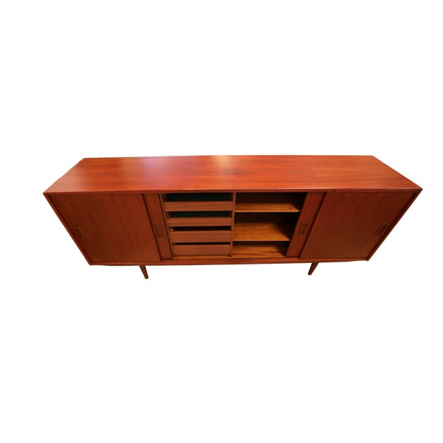 Mid-Century Modern Vintage Danish Teak Sideboard with Sliding Doors, 1960 For Sale - Image 3 of 18
