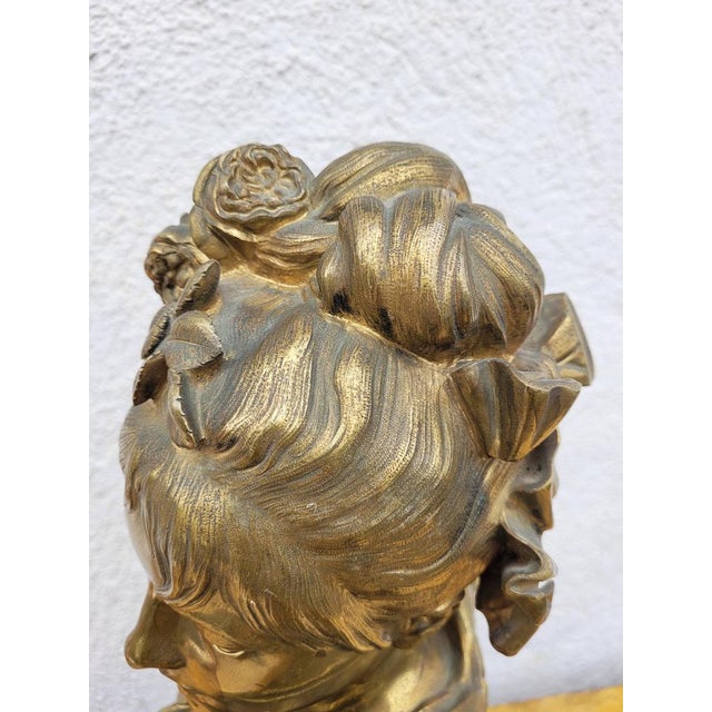 A Carrier, Bust of a Woman, 19th Century, Bronze on Marble For Sale - Image 9 of 18