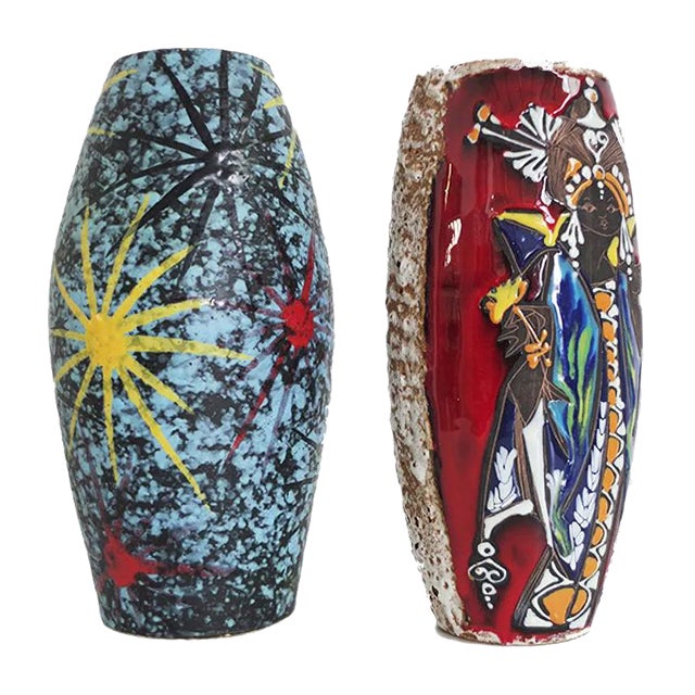 Colorful Pots San Marino Effect, 1950s, Set of 2 For Sale
