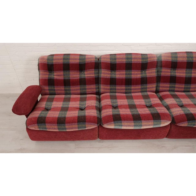 Modular Red Checkered Sofa, 1970s, Set of 4 For Sale - Image 6 of 13
