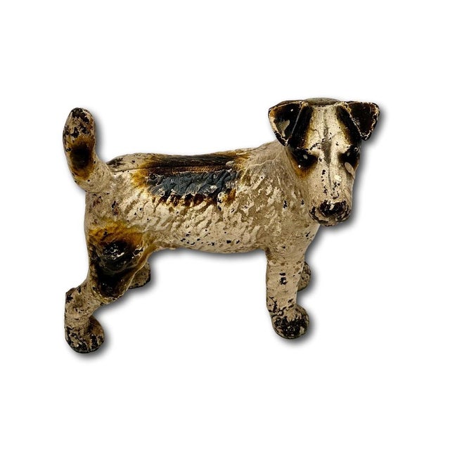 Vintage 1930s American Hubley Manufacturing Company Cast Iron Fox Terrier Dog Doorstop For Sale - Image 9 of 18