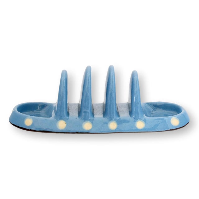 Late 20th Century English Blue Polka Dot Toast Rack For Sale - Image 4 of 5