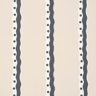 Schumacher Rousseau Stripe Wallpaper In Noir & Cream For Sale