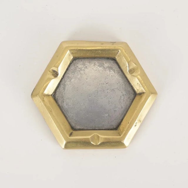 1970s Hexagonal Ashtray in Cast Brass and Aluminum by David Marshall, 1970s For Sale - Image 5 of 12