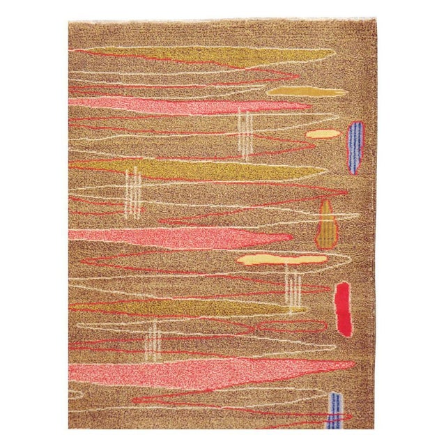 Mid-Century Modern Handmade Turkish Room Size Rug in the Style of Atomic Art For Sale - Image 4 of 10