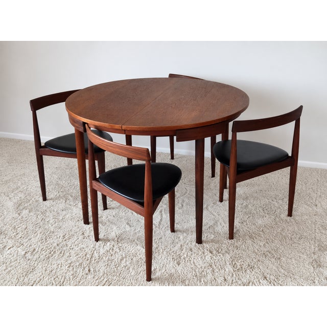 Round Extendable Dining Table and Chairs in Teak by Hans Olsen for Frem Røjle, Denmark, 1960s, Set of 5, in Good...