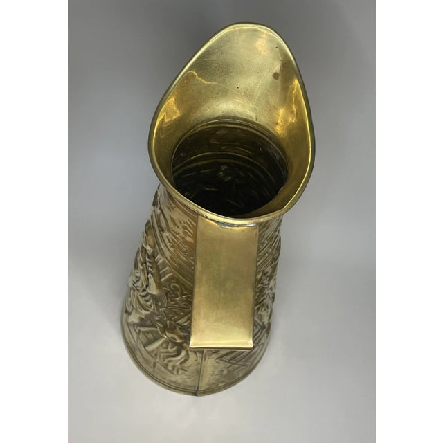 English Traditional Embossed Pub Scene Brass Pitcher For Sale - Image 9 of 12