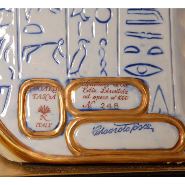 Italian Table Lamps Capodimonte Porcelain King Tut and Cleopatra Gold - A Pair For Sale - Image 15 of 17