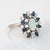 Mid-Century Modern 60s Opal Sapphire Diamond Ring 14k White Gold Estate Fine Cocktail Jewelry, Size 10.25 For Sale - Image 3 of 7