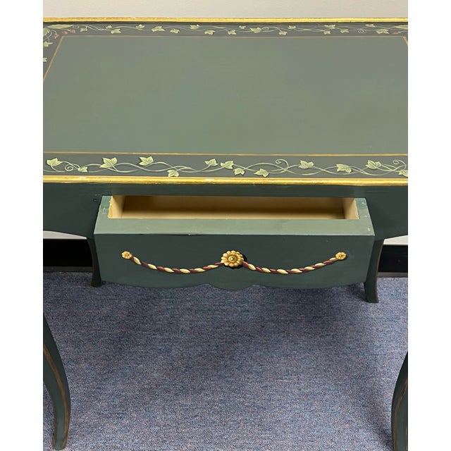 1990s Louis XV Style Paint Decorated Accent Table With Drawer For Sale - Image 5 of 10