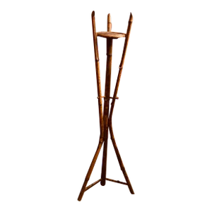 Antique Mid 19th Century English Victorian Tripod Plant Stand in Tortoise Bamboo