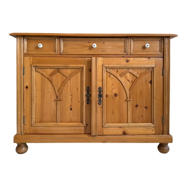 Rustic Corner Sideboard in Softwood For Sale