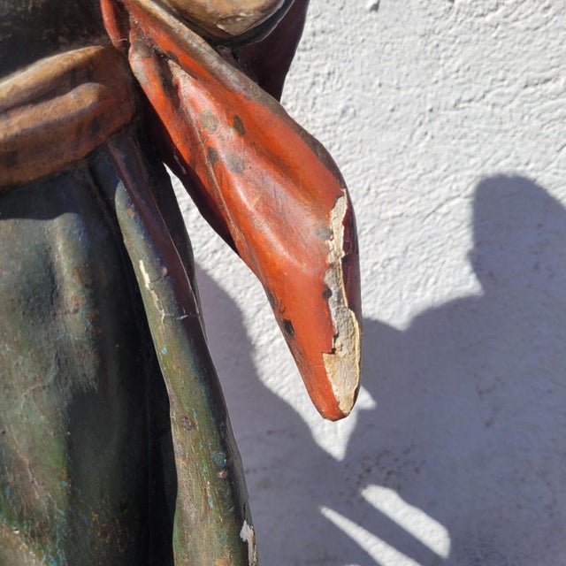 Polychrome Carved Saint Statues, 17th Century, Wood For Sale - Image 8 of 18