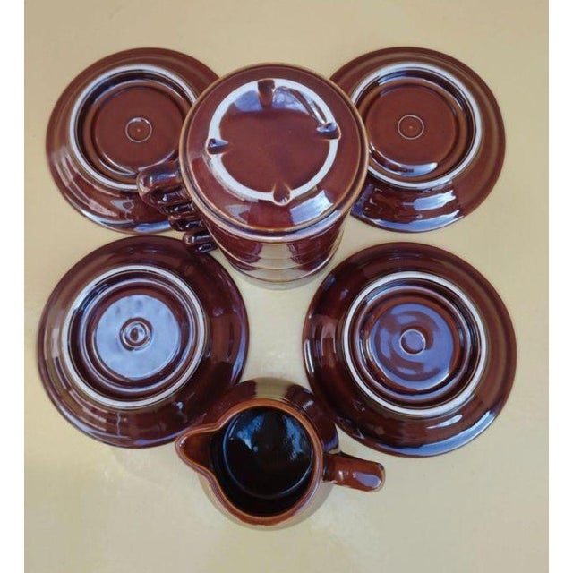 Brown Vintage Set of 4 Cups, 4 Saucers, 1 Milk Jug & 1 Tea or Coffee Pot, Set of 10 For Sale - Image 8 of 12