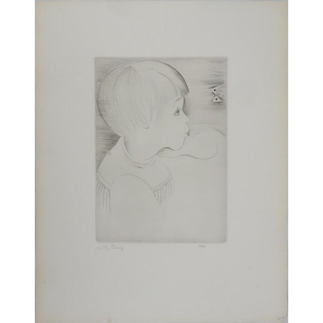 Mily possoz (1888-1968) the butterfly, 1930 original etching signed in pencil numbered out of 45 copies (photo of the...