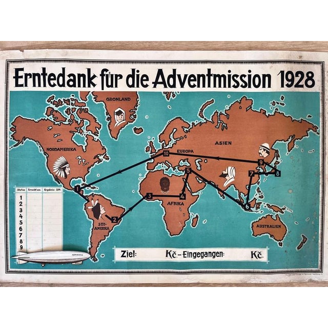 Vintage German Airship Travel Poster, 1930s For Sale - Image 3 of 10
