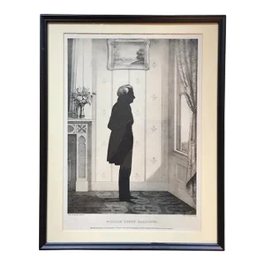 William Brown Kellogg Framed Silhouette Print of Us President William Henry Harrison