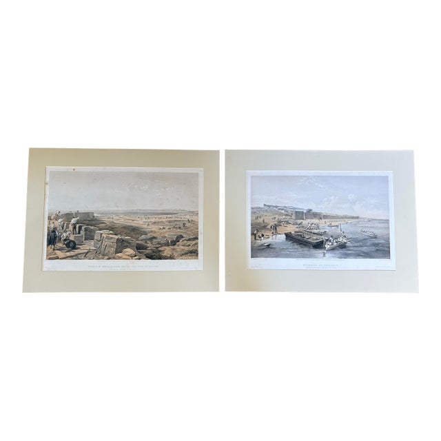 Pair of 1855 William Simpson Crimean War Lithographs – Yenikale & Kertch, Colnaghi For Sale