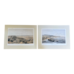 Pair of 1855 William Simpson Crimean War Lithographs – Yenikale & Kertch, Colnaghi