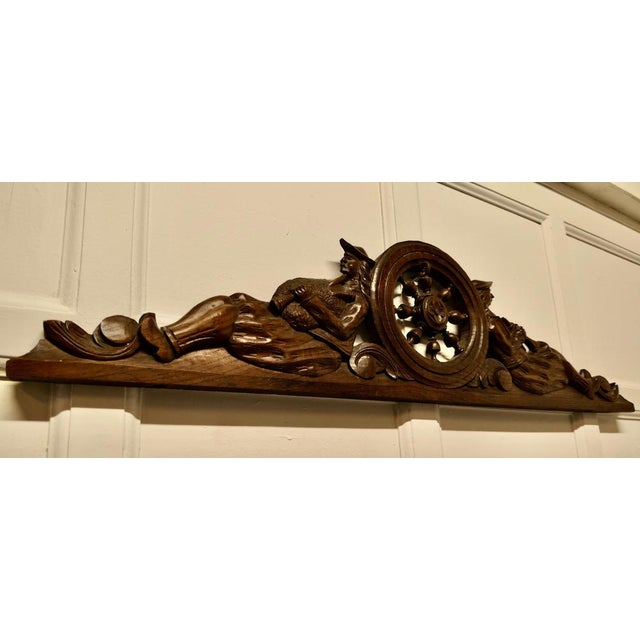 Bretton Style Carved Oak Decorative Pediment, 1880s For Sale - Image 6 of 7