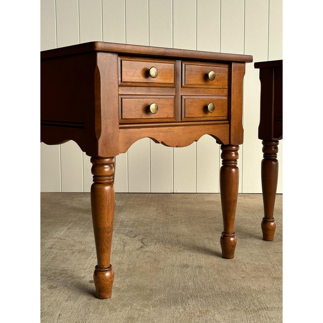 Brown Vintage Mersman Scalloped Maple End Tables, Pair For Sale - Image 8 of 17