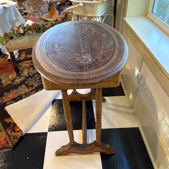 Camel Antique Victorian Cottage Handpainted Side Table For Sale - Image 8 of 11