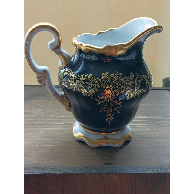 Gemstone Vintage Echt Weimar Kobalt "Katarina" Creamer - Cobalt Blue & Gold Filigree Germany For Sale - Image 7 of 7