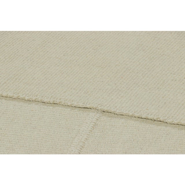 Textile Rug & Kilim’s Contemporary Kilim With Textural Cream White and Blue Stripes For Sale - Image 7 of 7