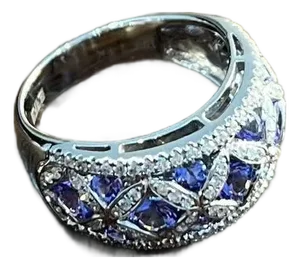 Light Blue Tanzanite White Diamonds 14k White Gold Unique Earrings & Ring Set