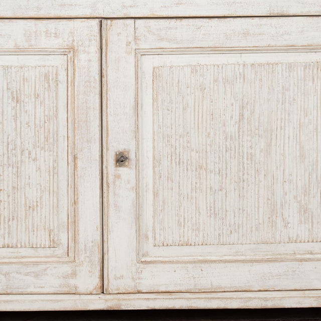 Pair 19th Century Swedish White Painted Pine Sideboards With Fluted Doors For Sale - Image 11 of 16