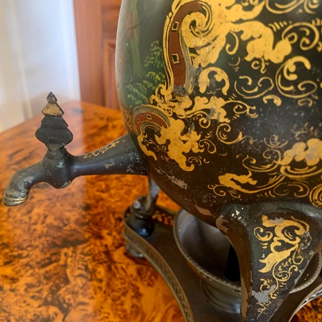 Antique Painted and Gilded Samovar Lamp For Sale - Image 9 of 18