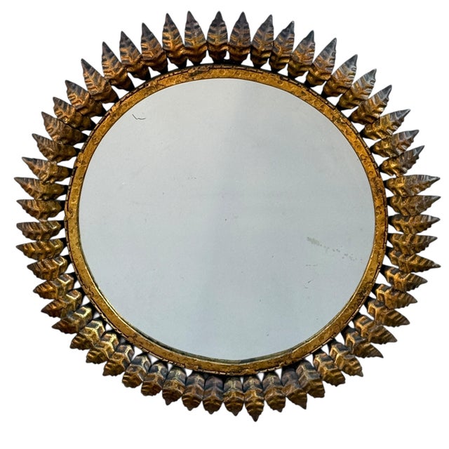 Gold Vintage Italian Sun Mirror, 1950s For Sale - Image 8 of 8