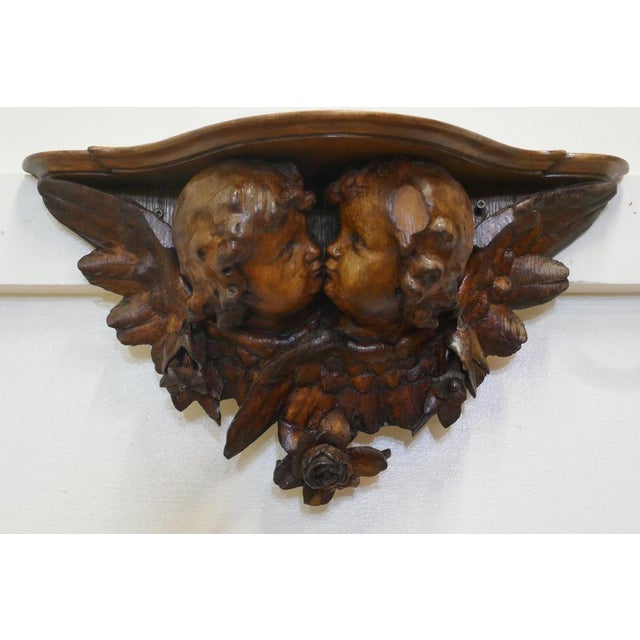 Mid 19th Century Antique Carved Wood Cherub Wall Bracket, 1850 For Sale - Image 5 of 9