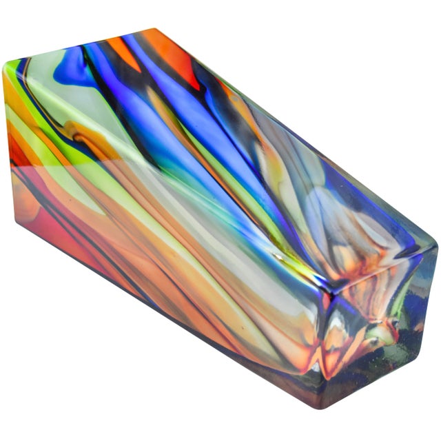 Vintage Hand-Crafted Colorful Glass Vase For Sale In New York - Image 6 of 8