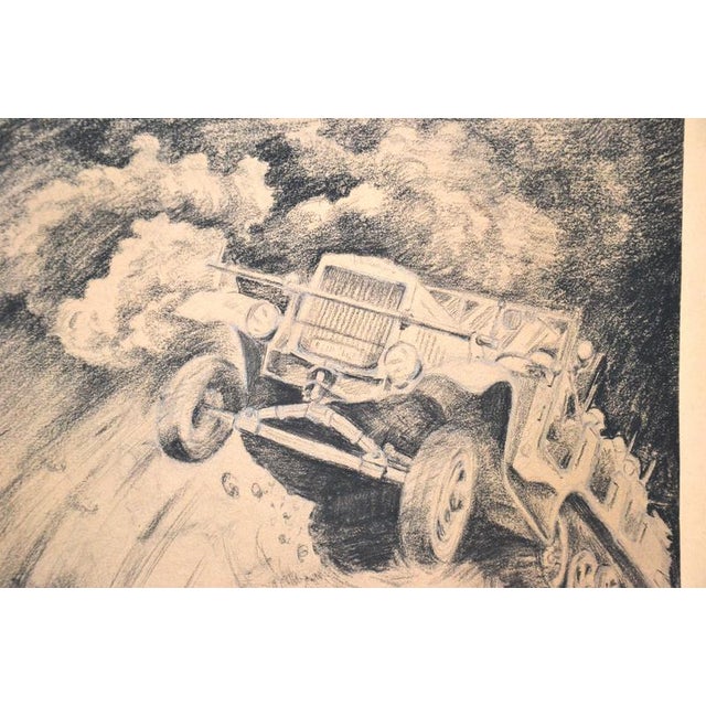 Charcoal Erich Hochschild, War in Belgium, 1940, Charcoal Drawing on Tinted Paper For Sale - Image 8 of 10