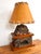 Brown 1940s Rustic Stone Fireplace Lamp Plus Night Light With Shade For Sale - Image 8 of 12