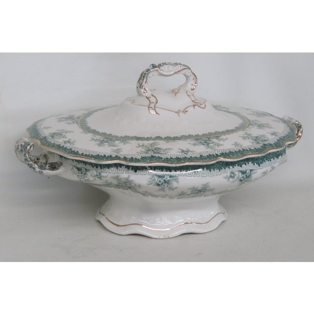 Early 20th Century John Maddock and Sons Hamilton Royal Vitreous Green Lidded Turreen Dish For Sale - Image 14 of 17